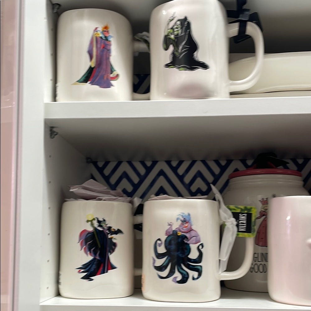 Rae Dunn Disney Villains White Ceramic Mug Collection Double Sided